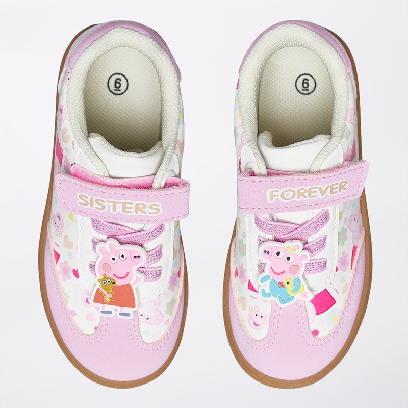Peppa Pig Infant Girls Flower Court Trainers White/Pink/Multi