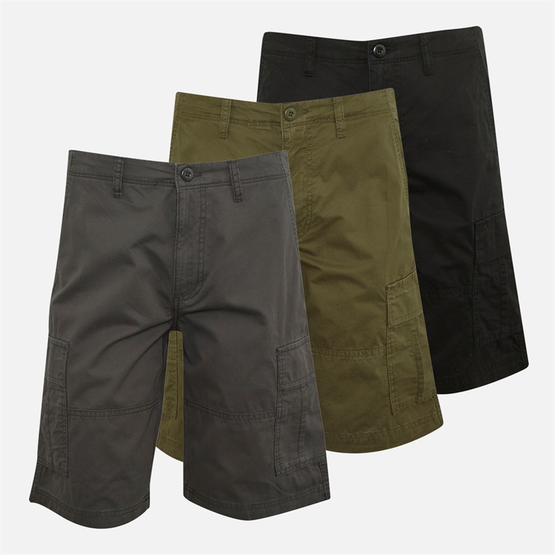 PRODUKT Mens Niko Three Pack Cargo Shorts Asphalt/Black/Olive Night