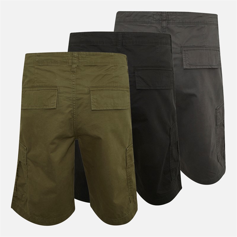 PRODUKT Mens Niko Three Pack Cargo Shorts Asphalt/Black/Olive Night