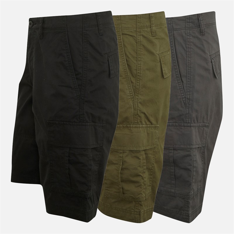 PRODUKT Mens Niko Three Pack Cargo Shorts Asphalt/Black/Olive Night