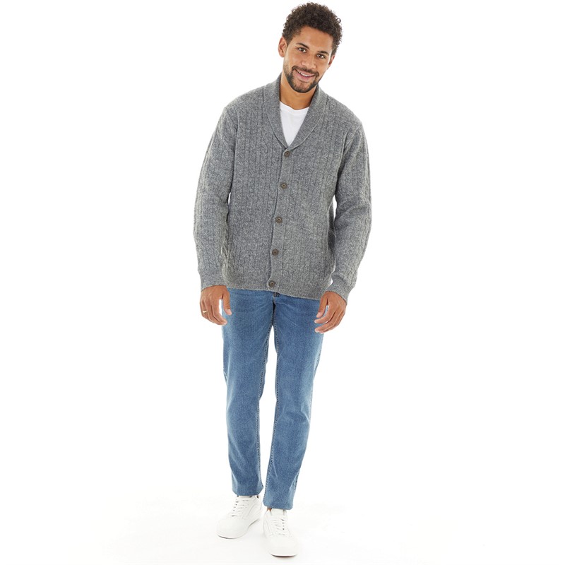 PRODUKT Mens Ori Novel Cardigan Dark Grey Melange