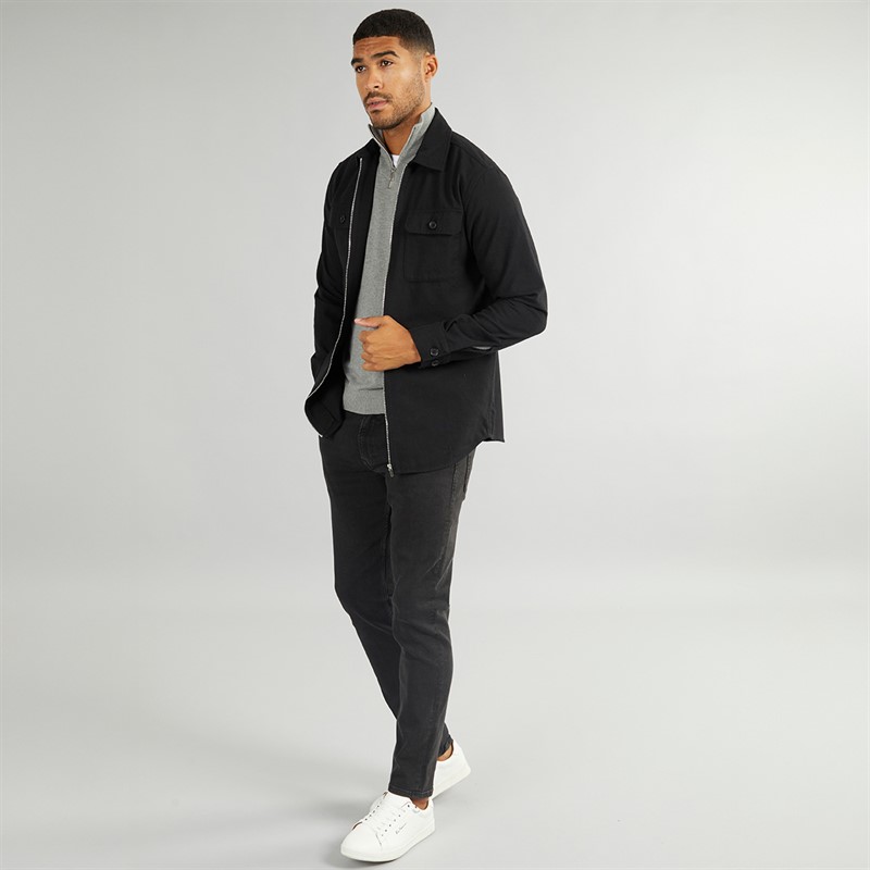 PRODUKT Herren Mikkel Hemd Jacke Schwarz Hahnentritt