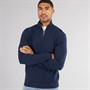 PRODUKT Herren Basic Strick Hoher Kragen Reißverschluss Pullover Marineblau