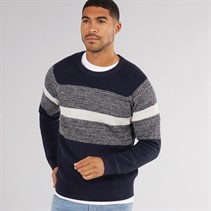PRODUKT Herre Adam Block Crew Neck Jumper Navy Blazer