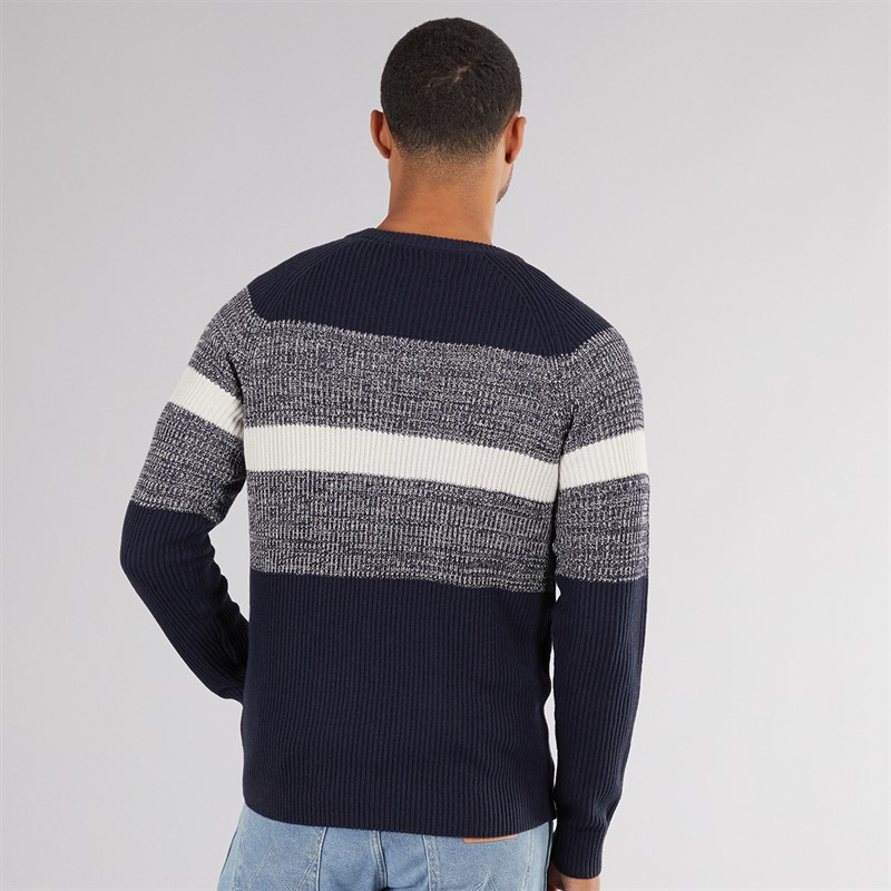 PRODUKT Herren Adam Block Rundhals Pullover Marine Blazer