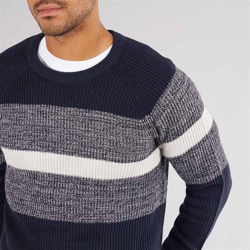 PRODUKT Herren Adam Block Rundhals Pullover Marine Blazer