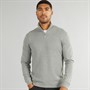 PRODUKT Herren Basic Strick Rollkragenpullover mit Reissverschluss Hell Grau Meliert