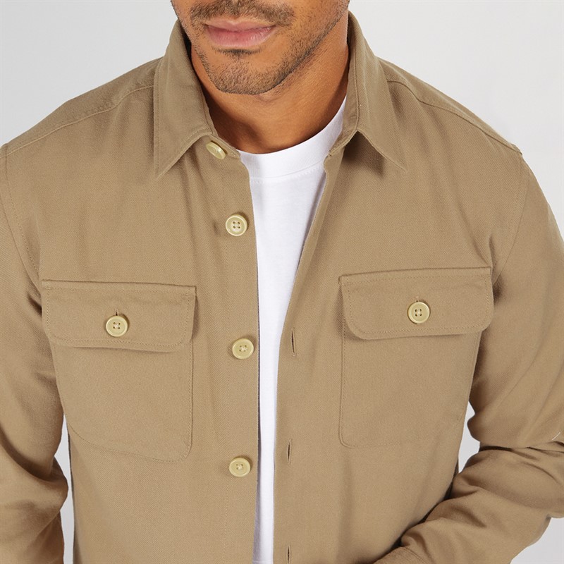 PRODUKT Herren Dean Unifarbenes Overshirt Steingut