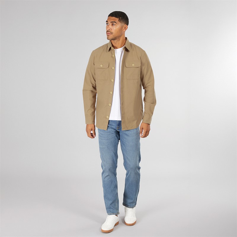 PRODUKT Herren Dean Unifarbenes Overshirt Steingut