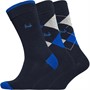 Pringle Mens Three Pack Argyle Socks Navy