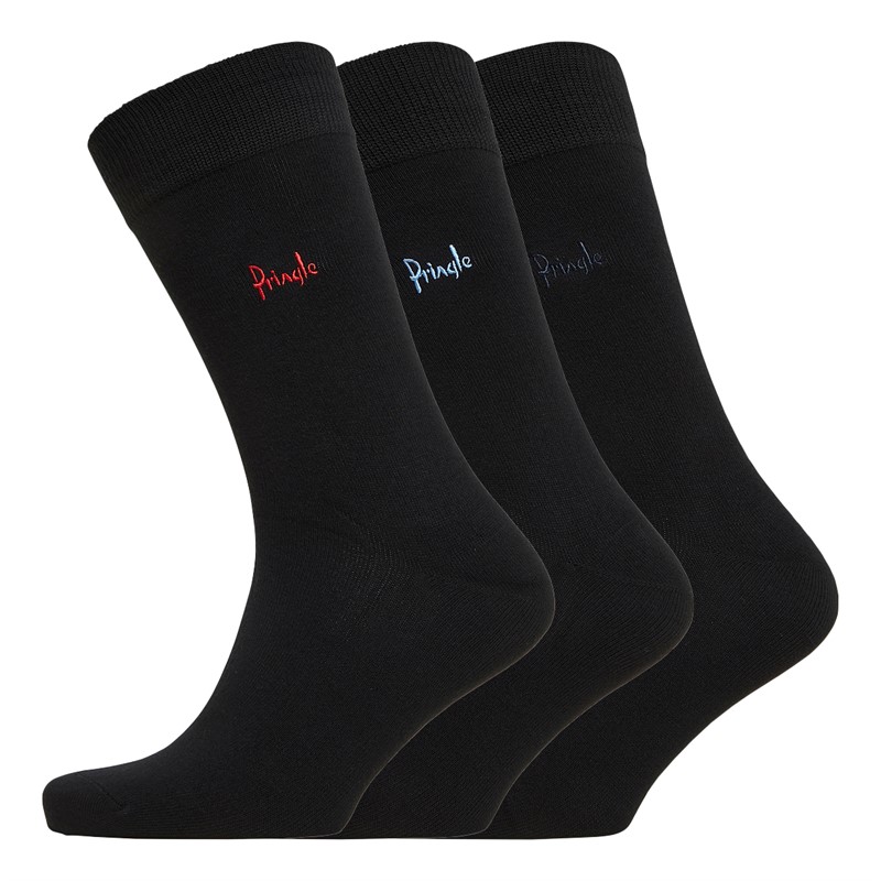 Pringle Mens Three Pack Plain Bamboo Socks Black