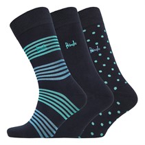 Pringle Mens Three Pack Jacquard Bamboo Socks Navy/Blue Spots