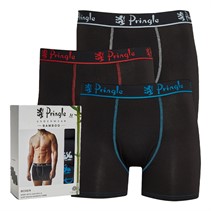 Pringle Mens Three Pack Bamboo Boxers Black/Red/Light Blue/Blue