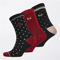 Pringle Womens Three Pack Jacquard Socks Black Polka Dot