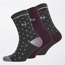 Pringle Womens Three Pack Jacquard Socks Charcoal Polka Dot