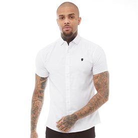 883 Police Heren Foggia Overhemd Met Korte Mouwen Wit 883 police kopen in de aanbieding