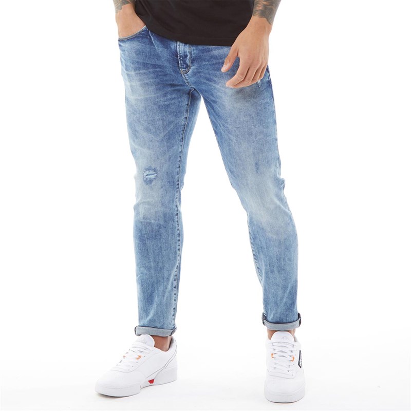 Buy 883 Police Mens Moriarty Slim Fit Jeans Light Rinse Wash