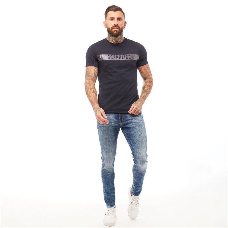 Buy 883 Police Mens Slim Fit Native 635 Jeans Blue