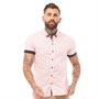 883 Police Chemise à Manches Courtes Gian Homme Rose Chiné