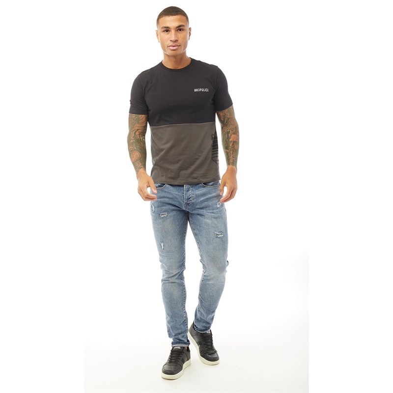 883 Police Mens Wes T-Shirt Black/Charcoal