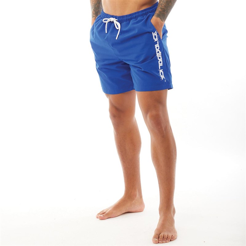 Buy 883 Police Mens Donovan Swim Shorts Electric Blue