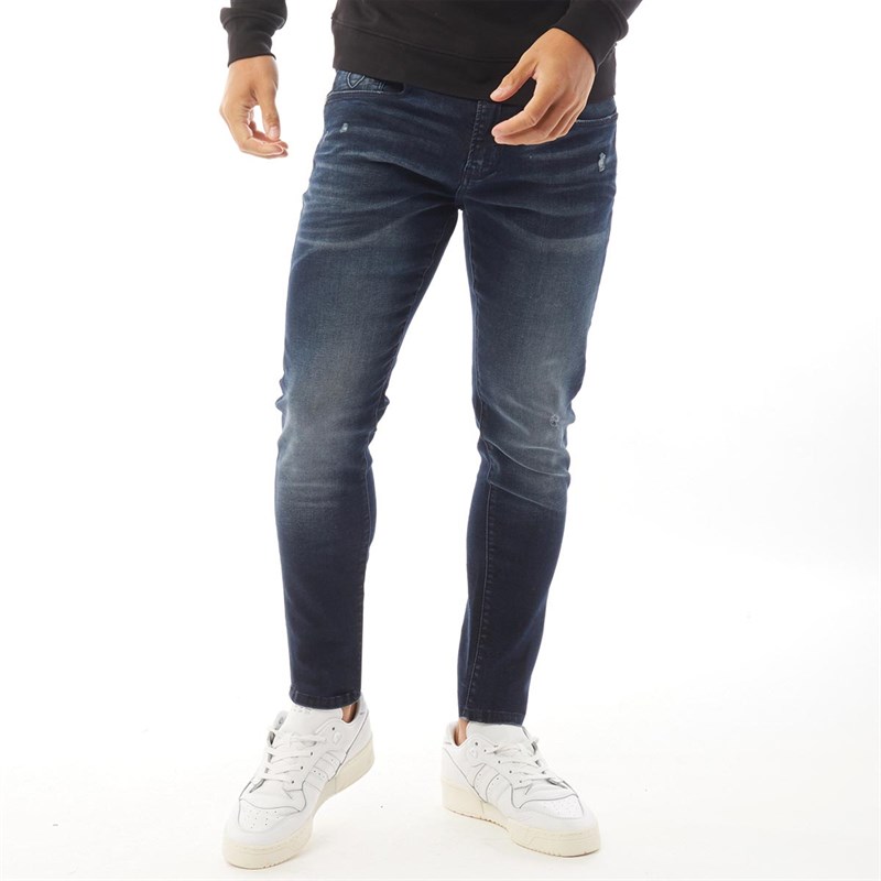 Buy 883 Police Mens Moriarty 669 Slim Fit Jeans Cor 669 Mid Blue Tint