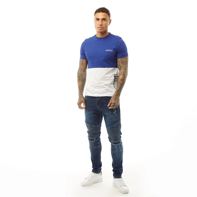 883 Police Mens Zaplet T-Shirt Electric Blue/White