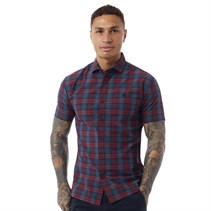 883 Police Mens Dalmor Short Sleeve Shirt Burgundy