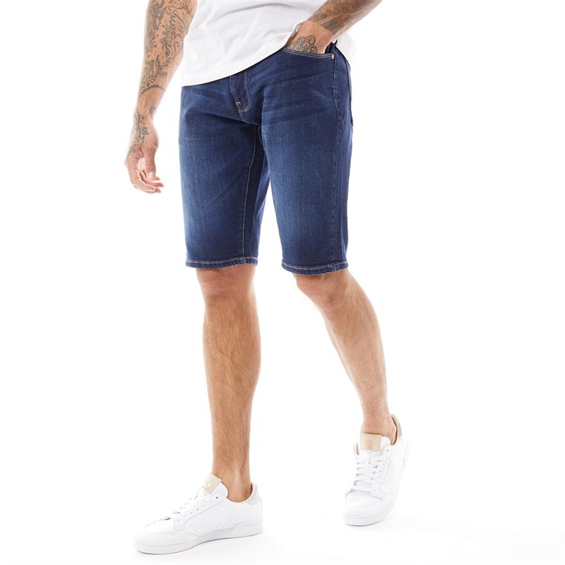 883 Police Mens Haile Denim Shorts 407-Blue