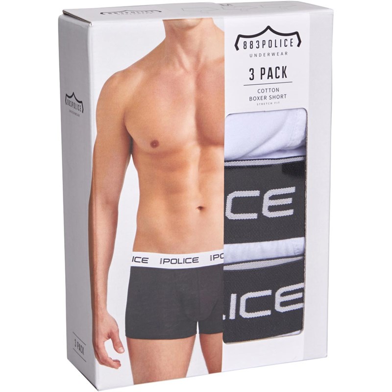 883 Police Mens Carmello Three Pack Boxers White