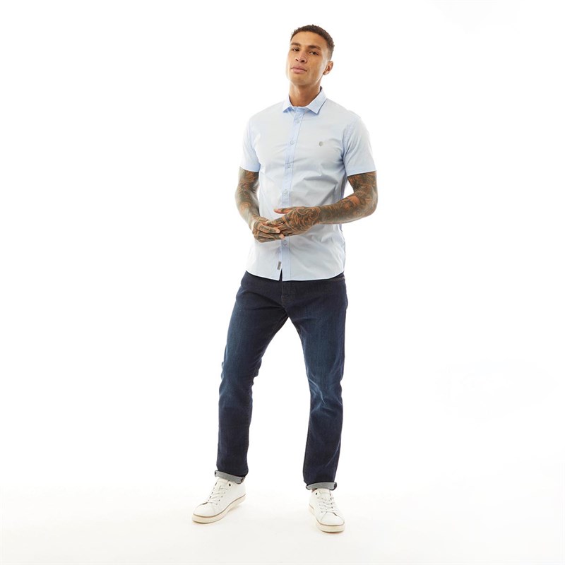 883 Police Herren Emirp Hemd mit kurzem Arm Himmelblau