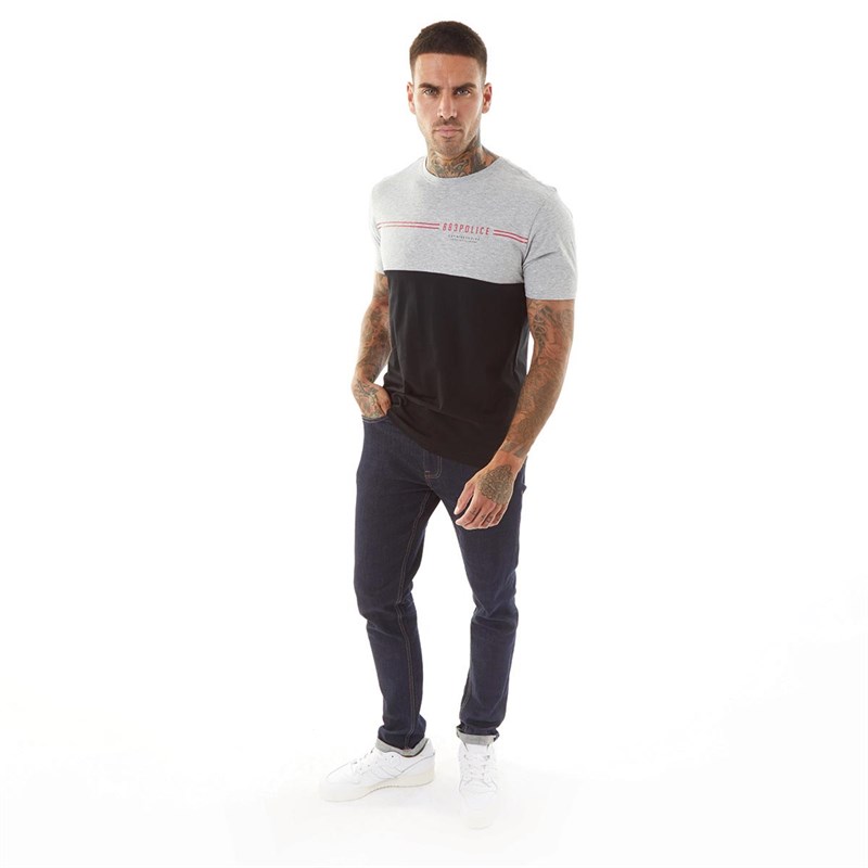 883 Police Mens Maritsa T-Shirt Black/Mid Grey