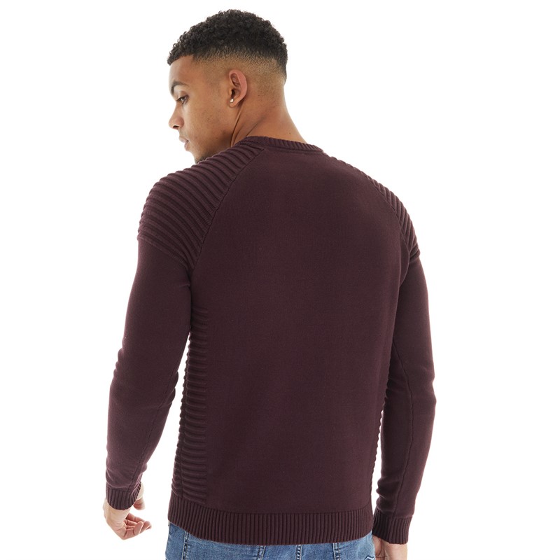 883 Police Mens Aras Crew Neck Jumper Burgundy