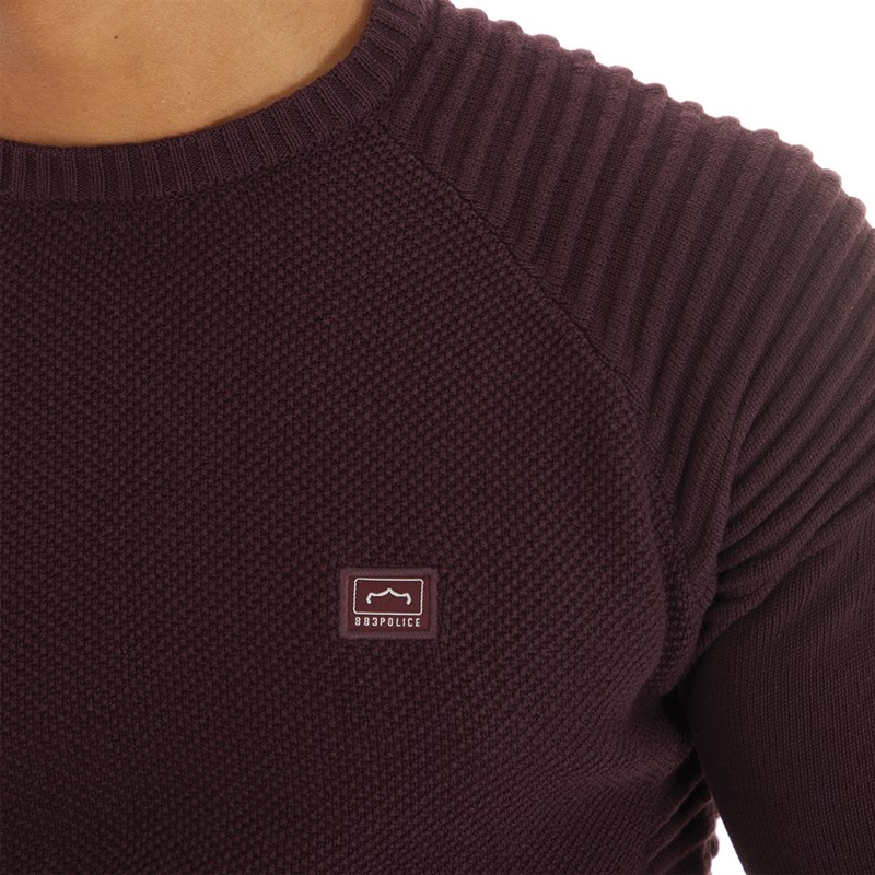 883 Police Mens Aras Crew Neck Jumper Burgundy