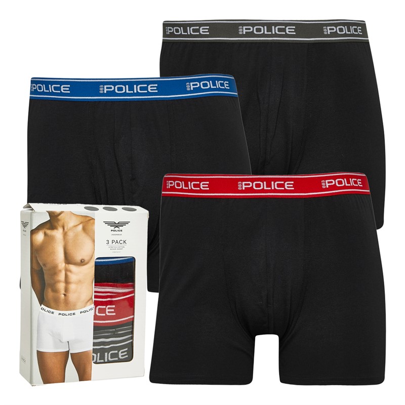 883 Police Mens Stratford Three Pack Boxers Black