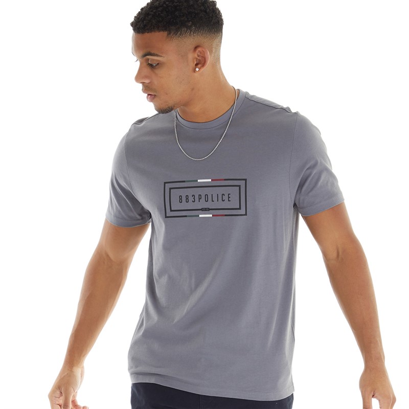 883 Police Mens Ives T-Shirt Circ Grey