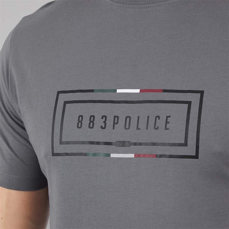 883 Police Mens Ives T-Shirt Circ Grey