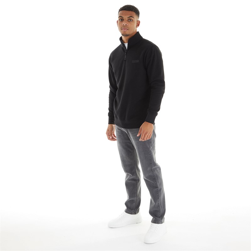 883 Police Mens Mossley 1/4 Zip Sweatshirt Black