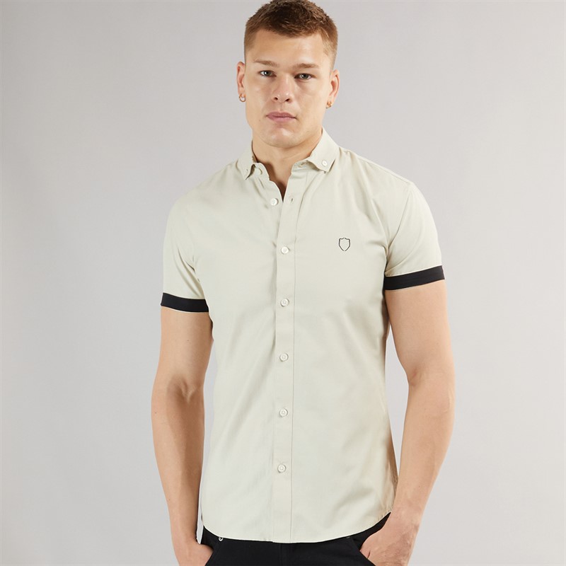 883 Police Mens Machar Short Sleeve Shirt Beige