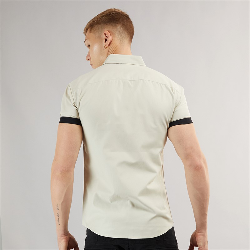 883 Police Mens Machar Short Sleeve Shirt Beige