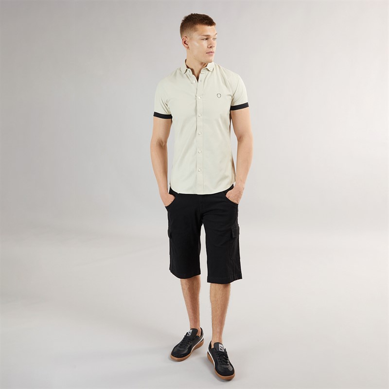883 Police Mens Machar Short Sleeve Shirt Beige