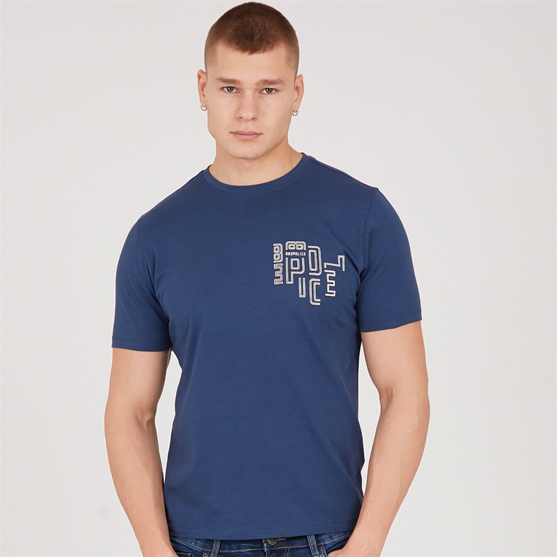 883 Police Mens Vigo T-Shirt Steel Blue - Size XXL