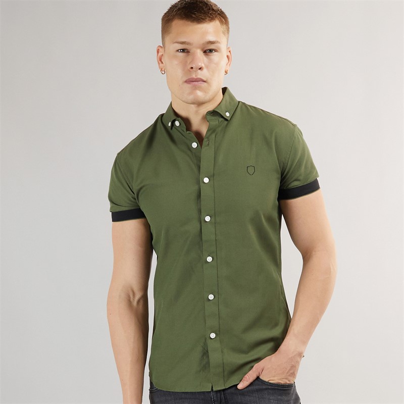883 Police Mens Machar Short Sleeve Shirt Khaki - Size XXL