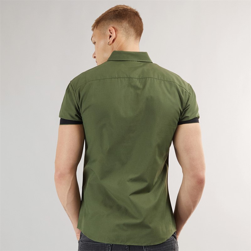 883 Police Mens Machar Short Sleeve Shirt Khaki