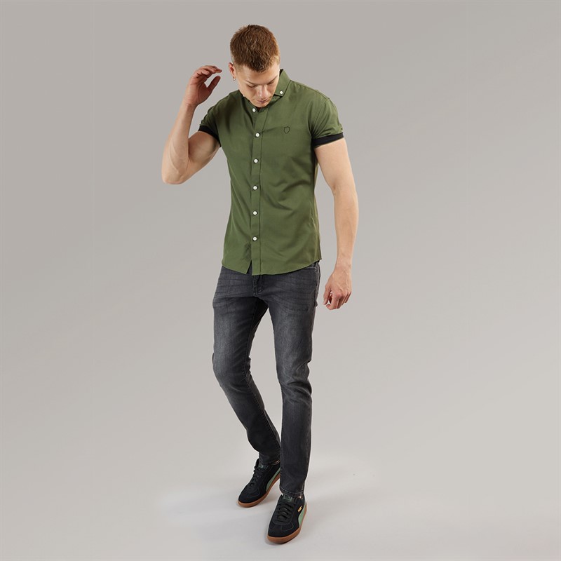 883 Police Mens Machar Short Sleeve Shirt Khaki