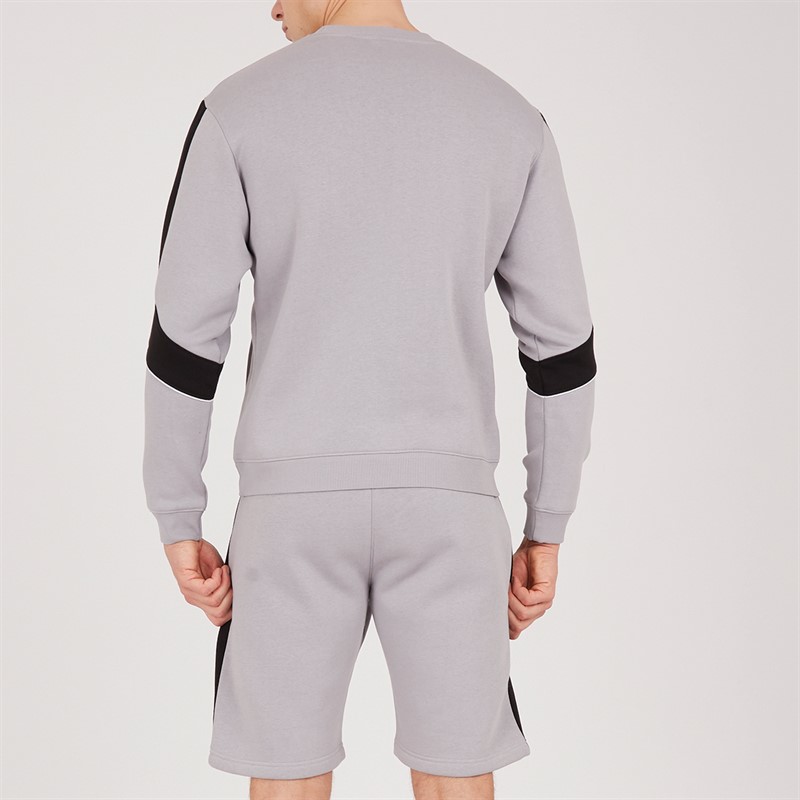 883 Police Mens Keady Sweatshirt And Shorts Co-Ord Stone Grey/Black/White