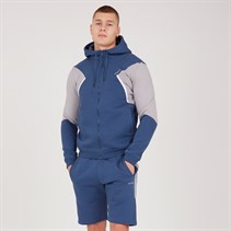 883 Police Mens Jevingon Full Zip Hoodie And Shorts Co-Ord Steel Blue/Stone Grey/White