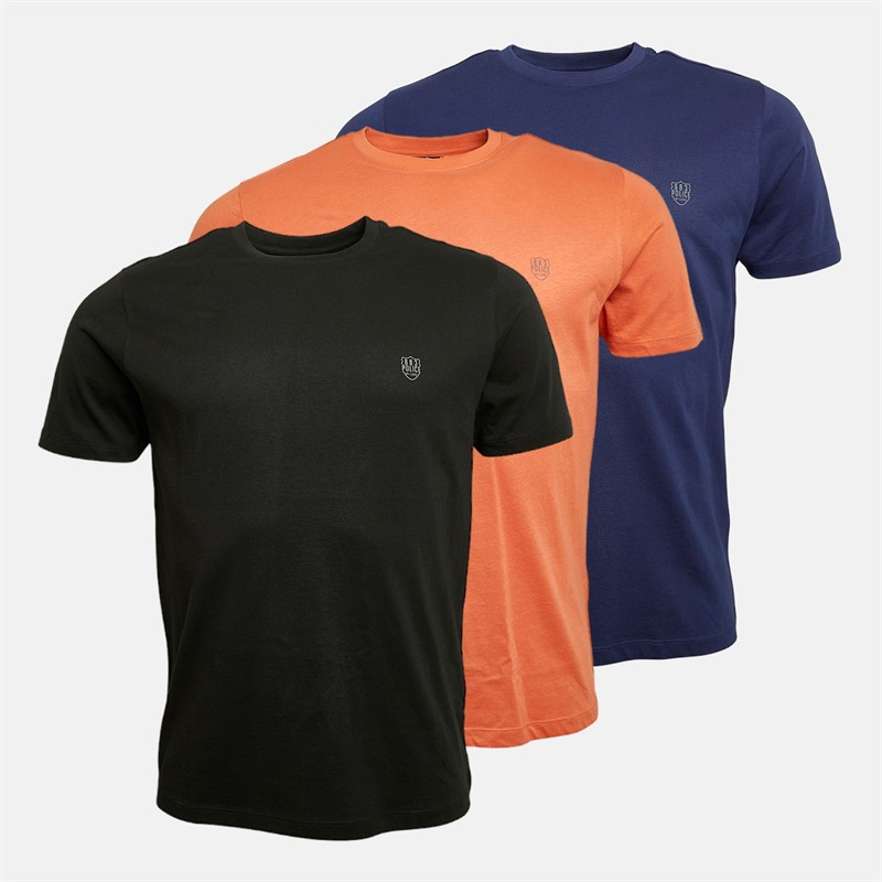 883 Police Mens Forbes Three Pack T-Shirts Black/Indigo/Rust