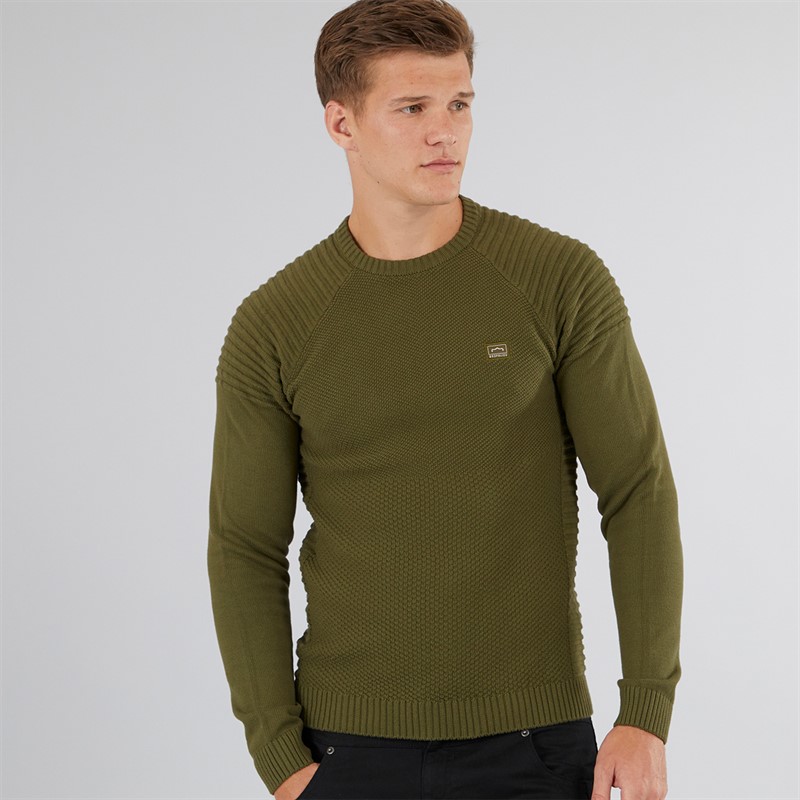 883 Police Mens Aras Crew Neck Jumper Khaki