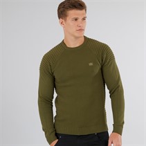 883 Police Mens Aras Crew Neck Jumper Khaki
